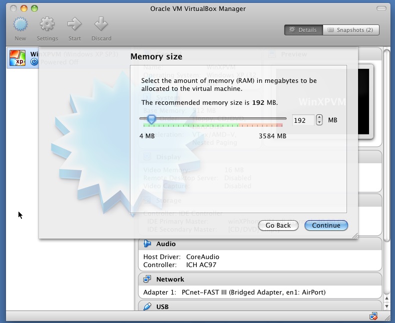 Select the Memory Size